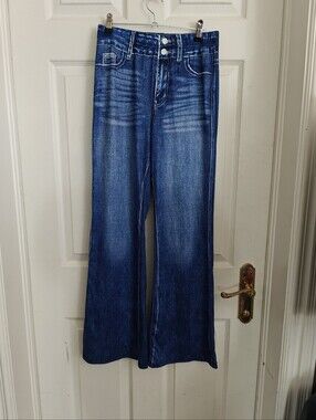Faux Denim Wide Leg Flare Leggings